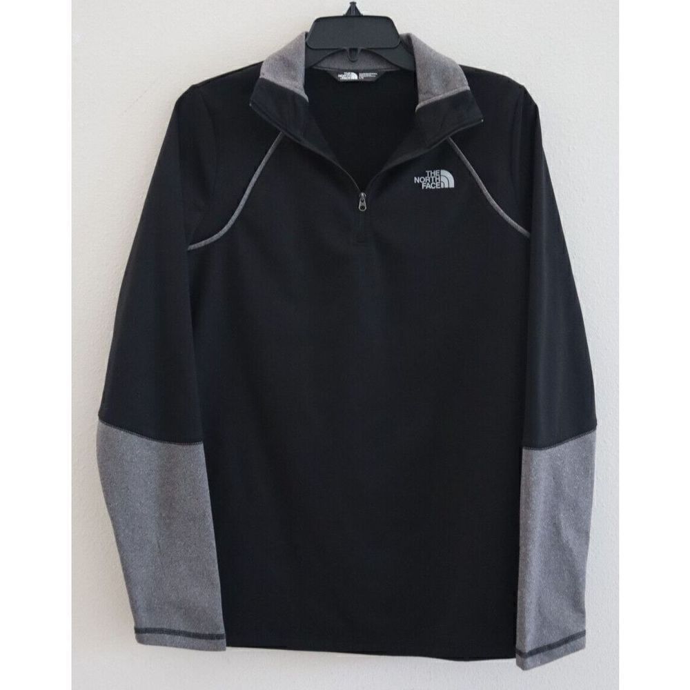 The North Face Women's Sz L Black/Gray Heather Canyonlands 1/4 Zip Pullover